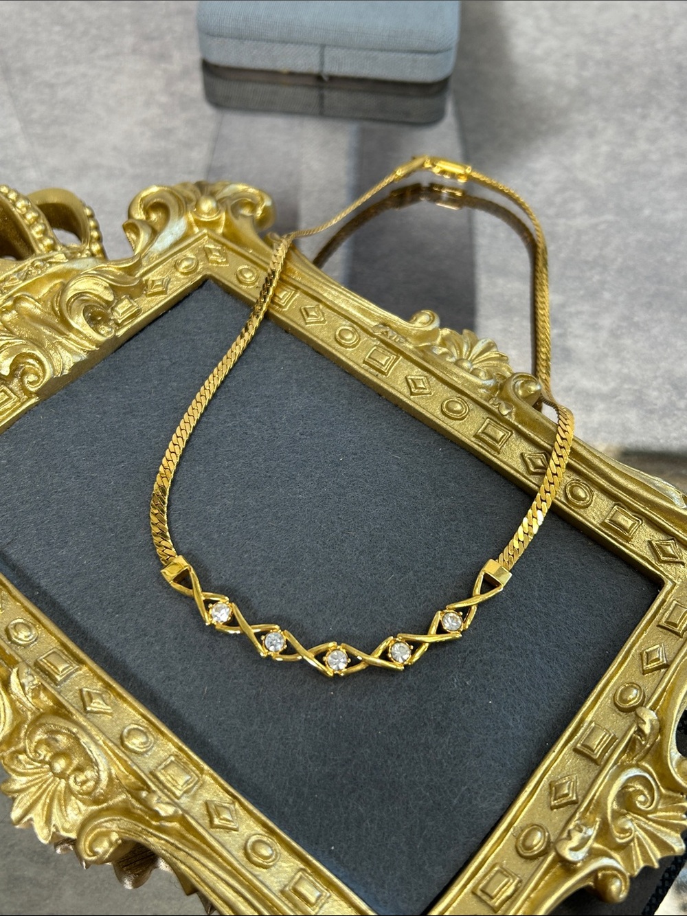 Premier Designs Gold-Tone Necklace with Clear Crystal Accents